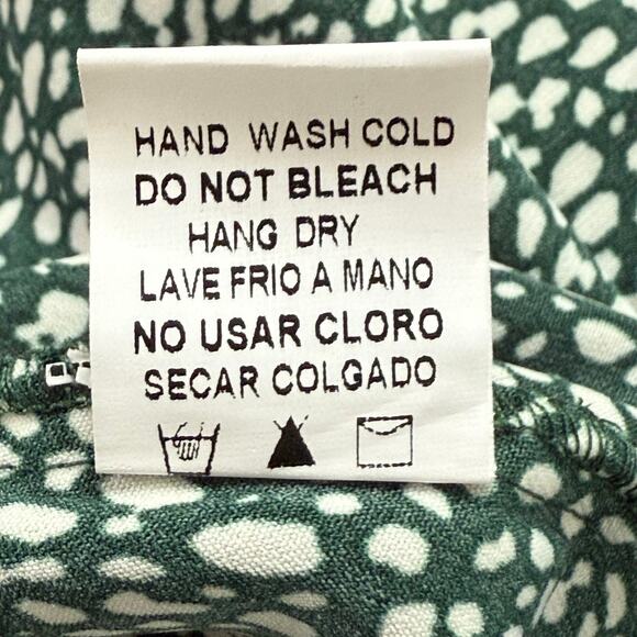 NWT Crescent Collared Wrap Midi Dress Short‎ Puff Sleeves in Green White, Medium - Picture 13 of 13